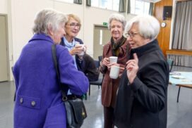 Enjoying tea and coffee after the service at Mairangi Bay Presbyterian Church