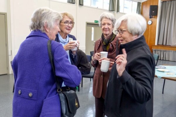 Enjoying tea and coffee after the service at Mairangi Bay Presbyterian Church