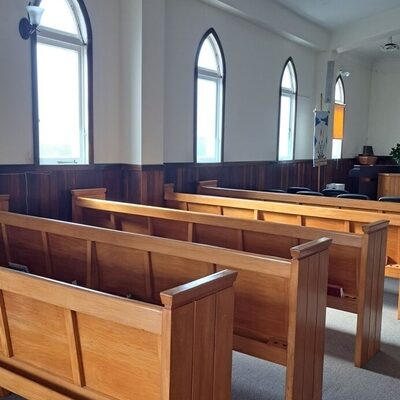 Pews on the side of the Chapel